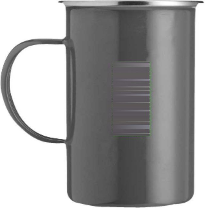 Emaille mok Ayden | Rvs rand | 450 ml — drukvlak rechts van het oor
