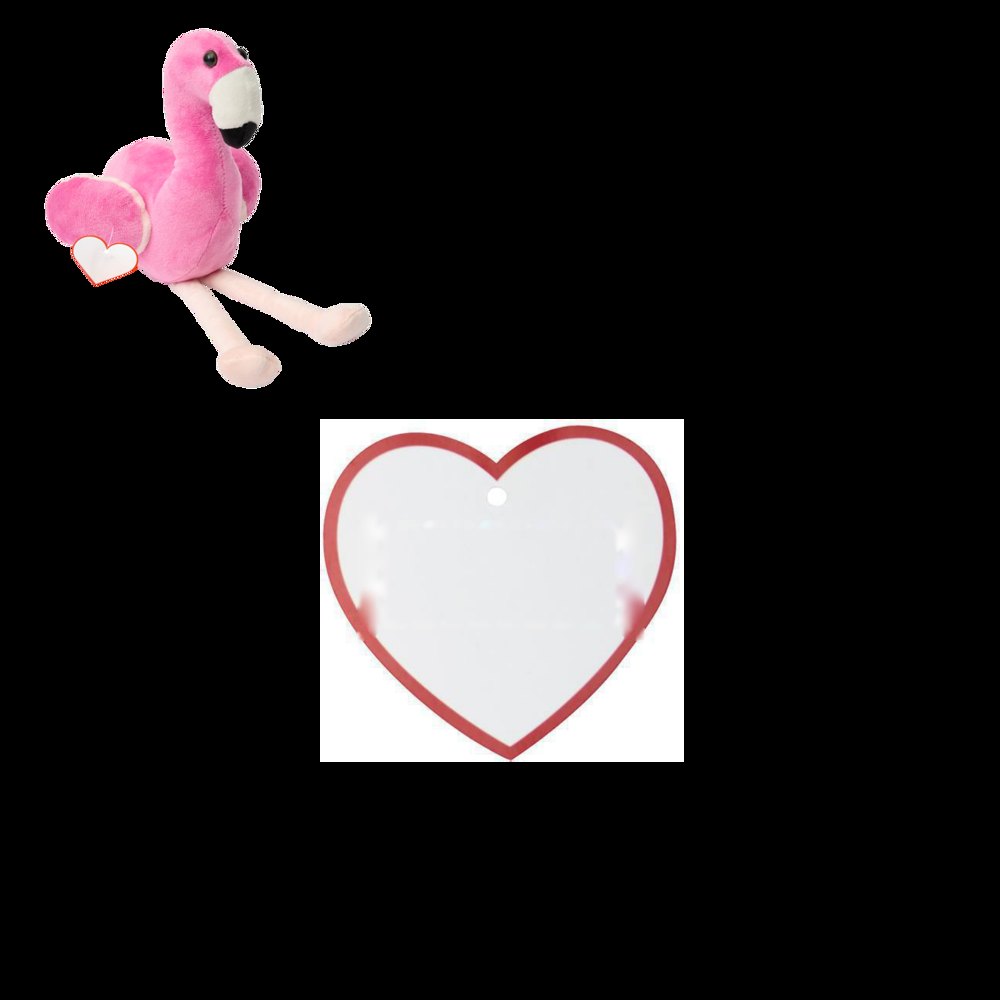 LUISA - Pluche flamingo — drukvlak op het papieren hartje