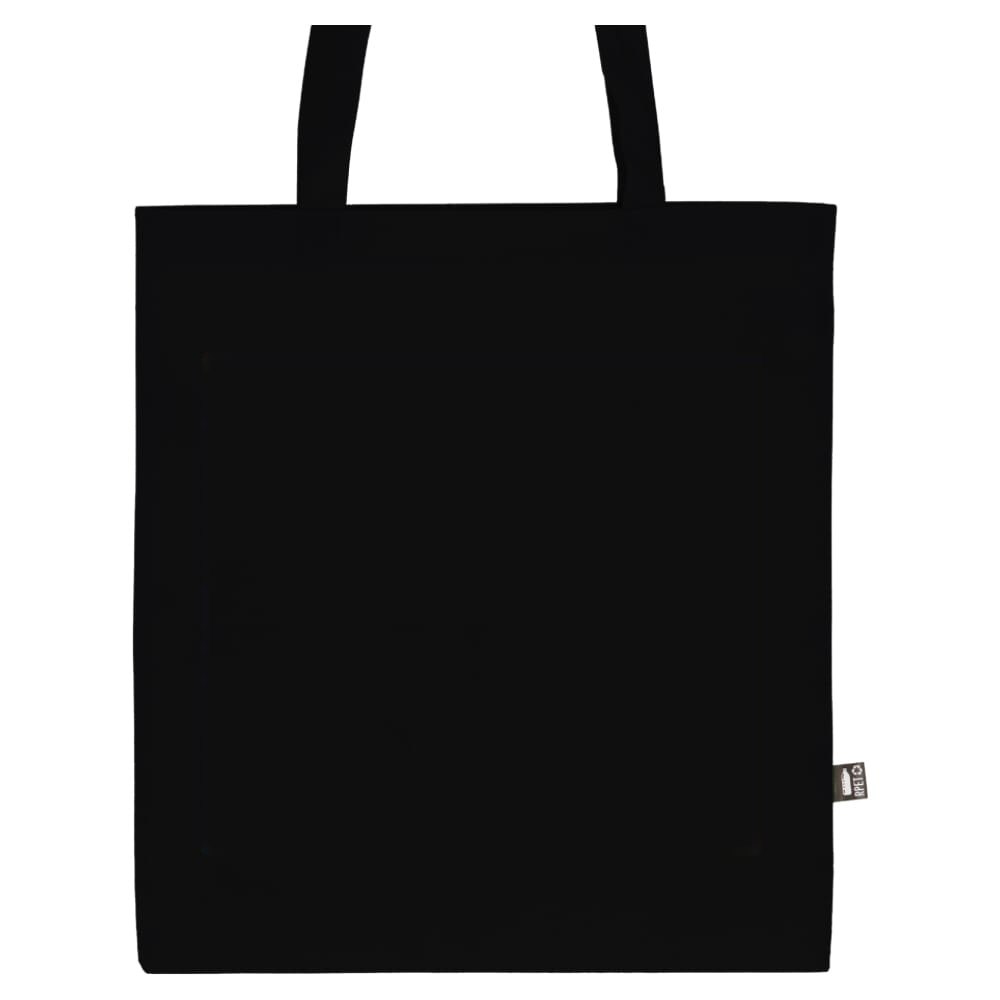 R-PET Draagtas non-woven lange handvatten 38 x 42cm 75g/m² — drukvlak midden op de tas