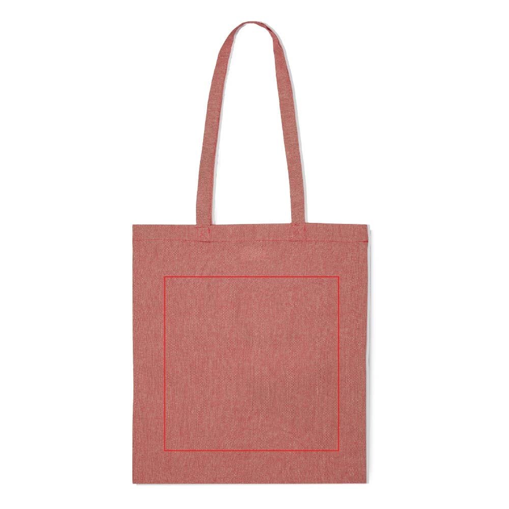 Schoudertas gerecycled katoen 140g/m² 38x42cm — drukvlak midden voorzijde