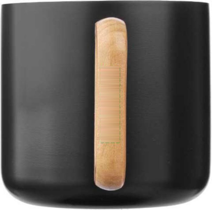 Mok Dwight | Gerecycled rvs | Houten handvat | 400 ml — drukvlak handvat