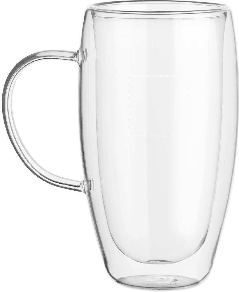 TEROL - Dubbelwandige glazen mok 450ml — drukvlak linkshandig