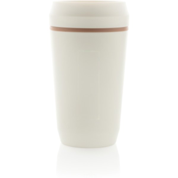 Topl Recycled Plastic To Go beker gepatenteerd 360 Lid 354ml — drukvlak artikel achterzijde