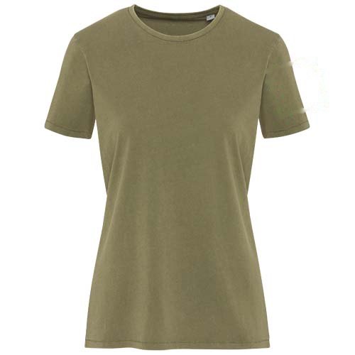 Nanaimo 160 g/m2 gewassen dames T-shirt met korte mouwen — drukvlak linker bicep