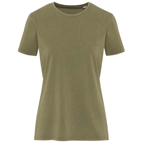 Nanaimo 160 g/m2 gewassen dames T-shirt met korte mouwen — drukvlak linker borst