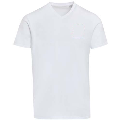 Balfour 200 g/m² unisex OCS organisch T-shirt met korte mouwen en V-hals — drukvlak linker borst