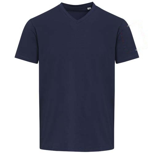 Balfour 200 g/m² unisex OCS organisch T-shirt met korte mouwen en V-hals — drukvlak linker bicep