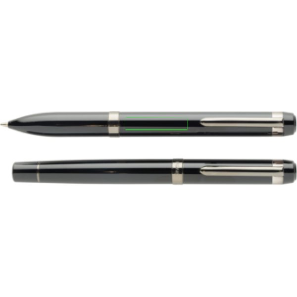 Swiss peak OSLO recycled stainless steel deluxe pen set — drukvlak voor de clip
