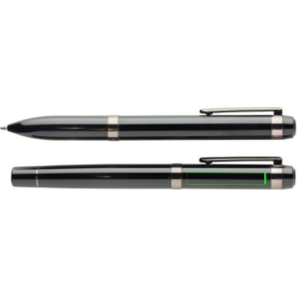 Swiss peak OSLO recycled stainless steel deluxe pen set — drukvlak naast clip