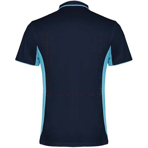 Montmelo 150 g/m² unisex sportpolo met korte mouwen — drukvlak achterzijde