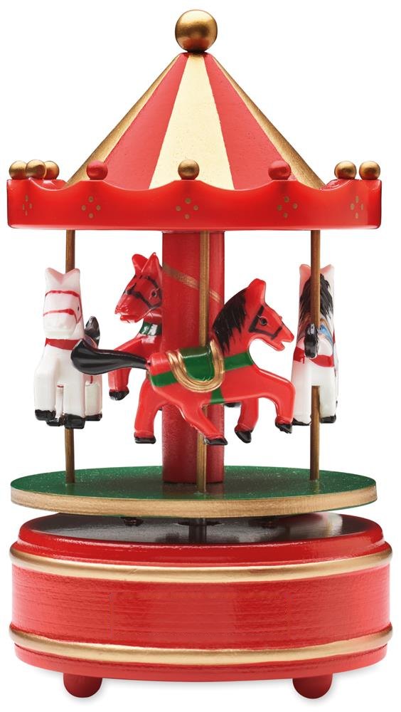 WHIRLY - Mini carrousel muziekdoos — drukvlak op de rode basis