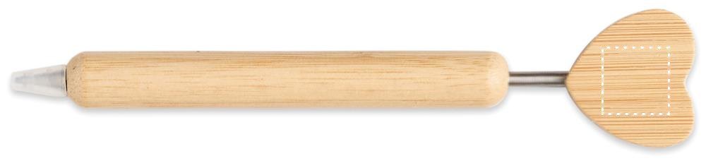 CORAPEN - Bamboe balpen hart detail — drukvlak op het hartje