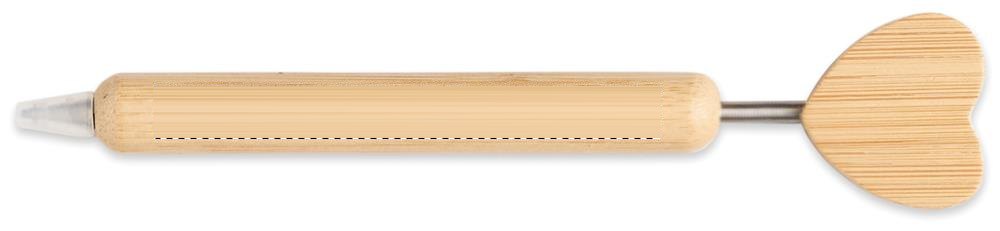 CORAPEN - Bamboe balpen hart detail — drukvlak op de houder