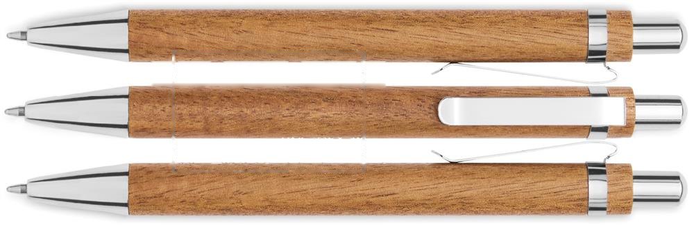 JAKARTA SET - Acaciahout pen- en potloodset — drukvlak roundcreen pen