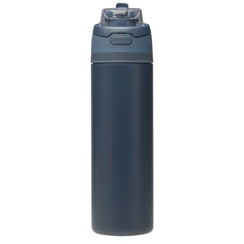 Theron 800 ml RCS enkelwandige gerecyclede roestvrijstalen waterfles, een deksel met dubbele functie en een uitklapbaar rietj — drukvlak voorzijde