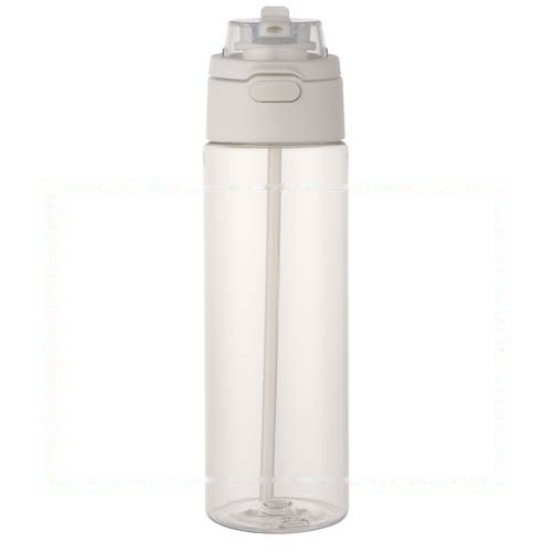 Theron 700 ml RCS-waterfles van gerecycled plastic met een deksel met dubbele functie en een uitklapbaar rietje — drukvlak rondom
