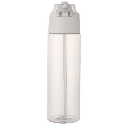 Theron 700 ml RCS-waterfles van gerecycled plastic met een deksel met dubbele functie en een uitklapbaar rietje — drukvlak achterzijde