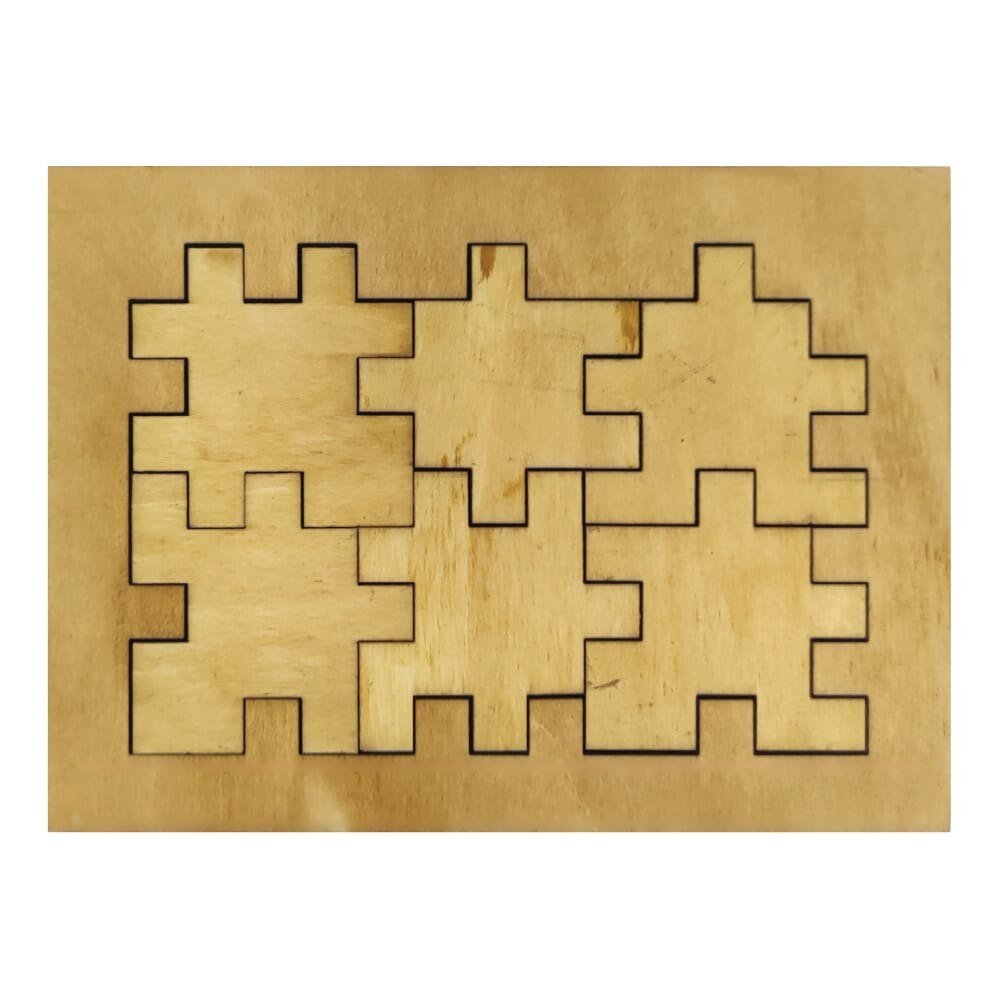 Houten kubus puzzel — drukvlak bovenkant