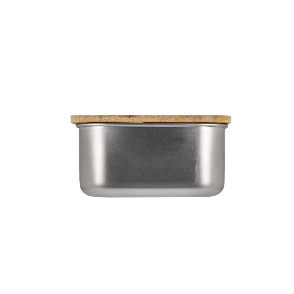 Roestvrij stalen lunchbox met bamboo deksel — drukvlak linkerzijde