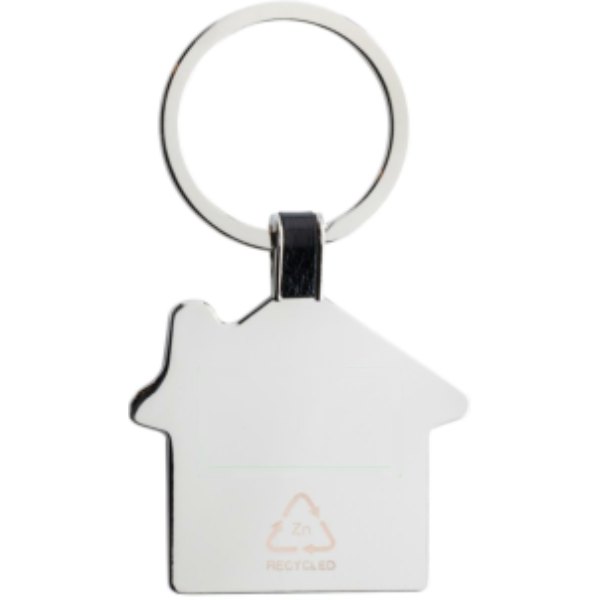 RCS sleutelhanger van gerecycled zinc alloy — drukvlak artikel achterzijde