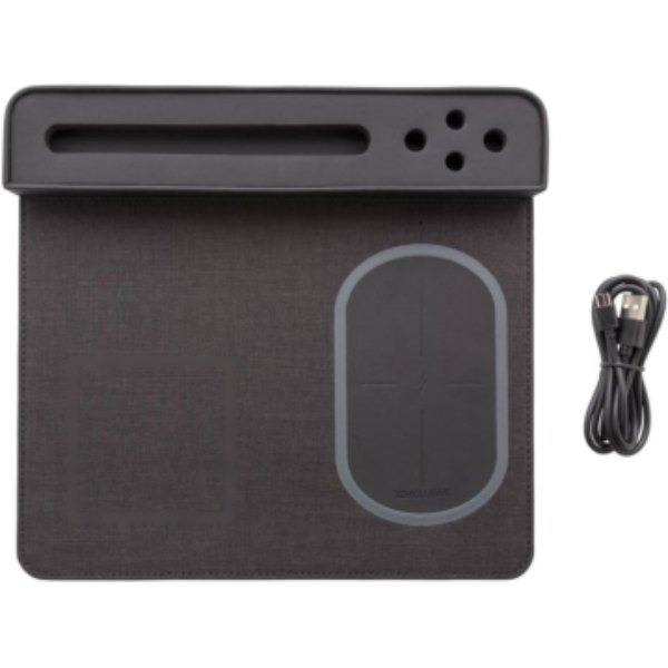 Air muismat met 5W draadloze oplader en USB — drukvlak artikel links