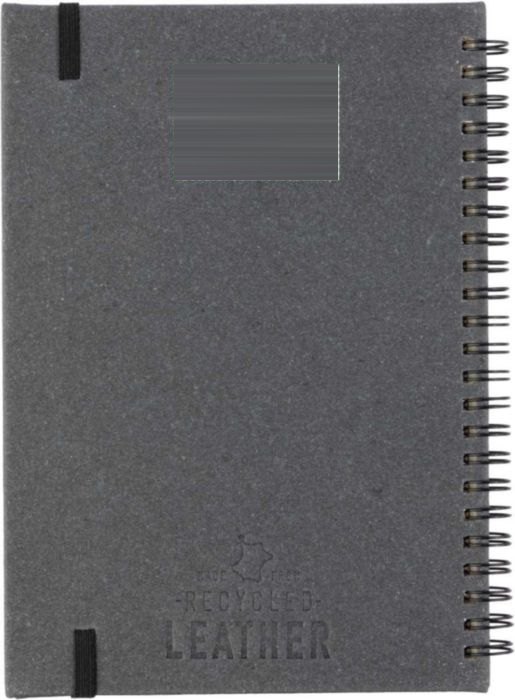 Gerecycled leren notitieboek A5 Egon Original — drukvlak achterzijde