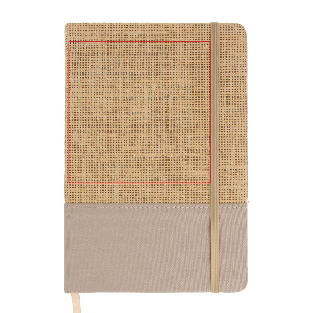 Notitieboek jute R-PET — drukvlak voorzijde
