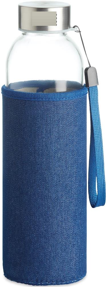 UTAH DENIM - Glazen drinkfles in tasje — drukvlak deksel