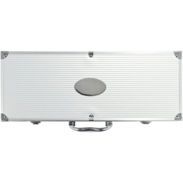 12-delige barbecue set in aluminium koffer — drukvlak metalen plaatje