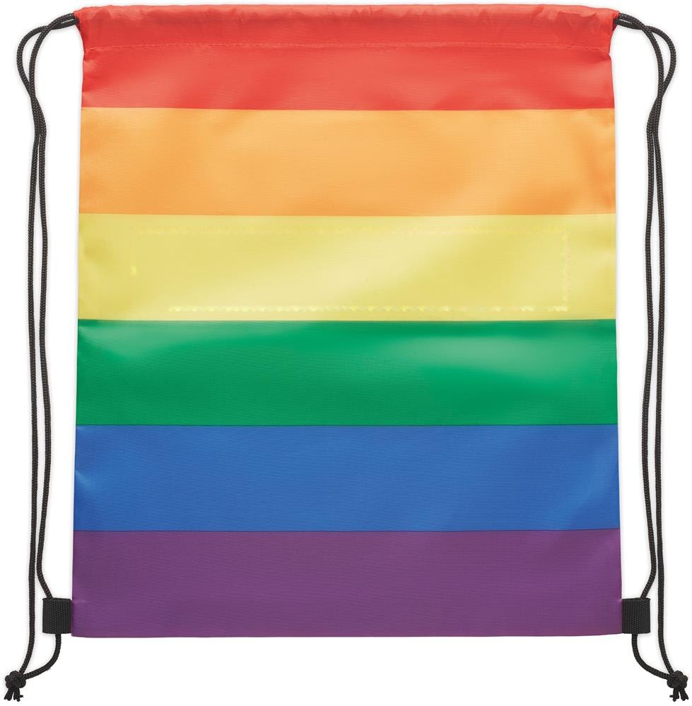 BOW - Regenboog RPET trekkoordrugzak — drukvlak yellow band