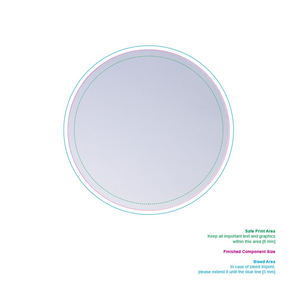 Ronde sublimatie muismat 20 cm — drukvlak volledige voorkant