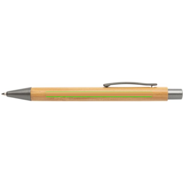 Slim design bamboe pen — drukvlak naast clip