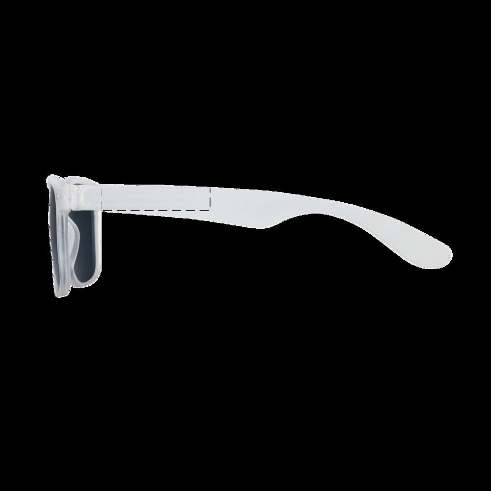 POPULAR - Frosted kunststof zonnebril — drukvlak gecentreerd op de links zijde van de eyeglass frame