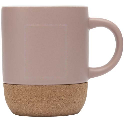 Billie 300 ml mok van keramiek met kurkdetails en matte afwerking — drukvlak voorzijde