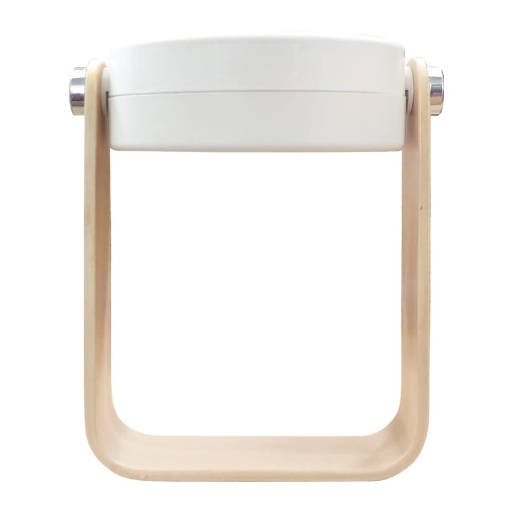 Coollux multifunctionele LED-lamp met bamboe handvat — drukvlak op de voet van de lamp