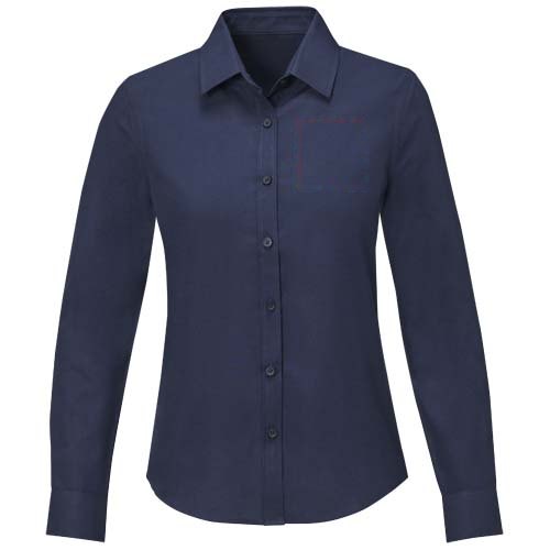 Pollux 130 g/m² damesoverhemd met lange mouwen — drukvlak linker borst