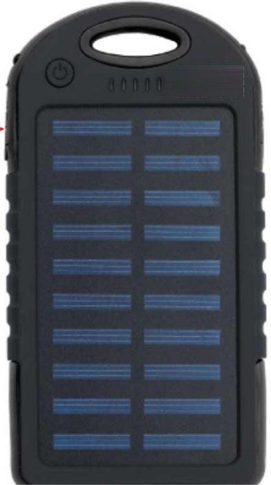 Rubberen ABS zonne-energie powerbank Arin — drukvlak voorzijde boven