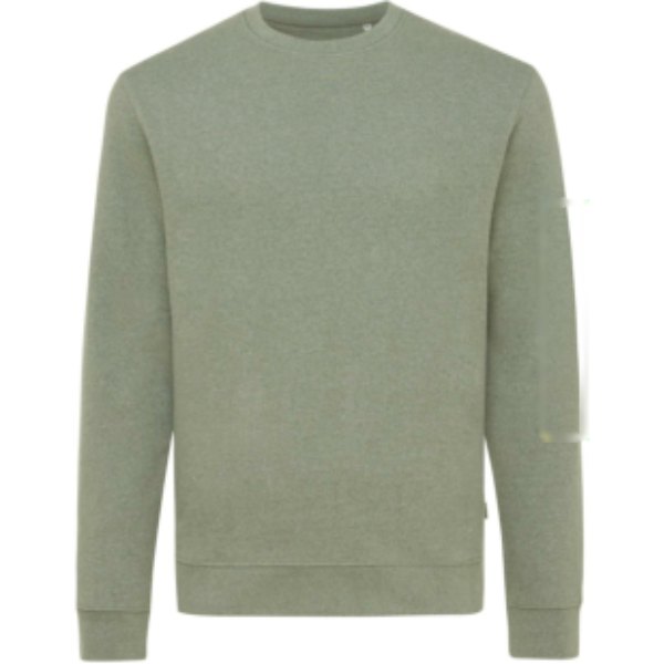 IQONIQ Denali gerecycled katoen sweater ongeverfd — drukvlak mouw links