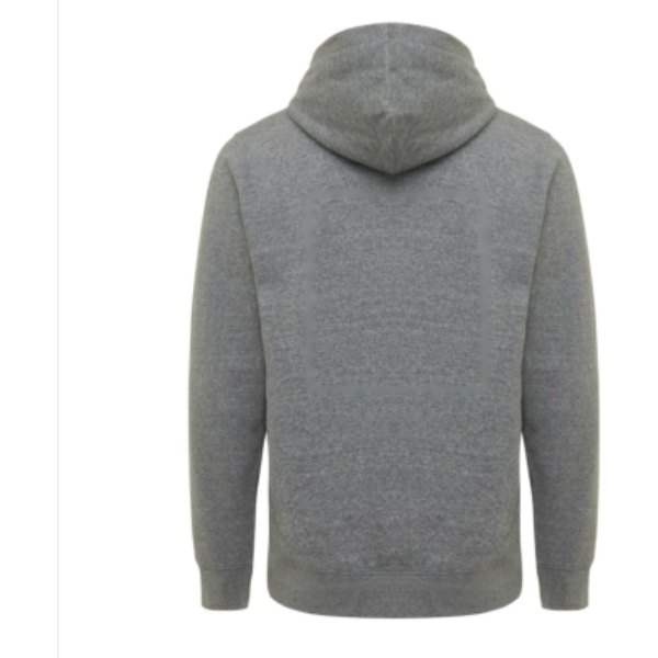 IQONIQ Yengo recycled katoen hoodie met steekzakken — drukvlak artikel achterzijde