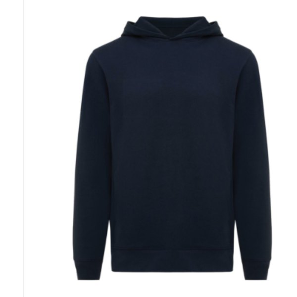 IQONIQ Yengo recycled katoen hoodie met steekzakken — drukvlak borst rechterzijde