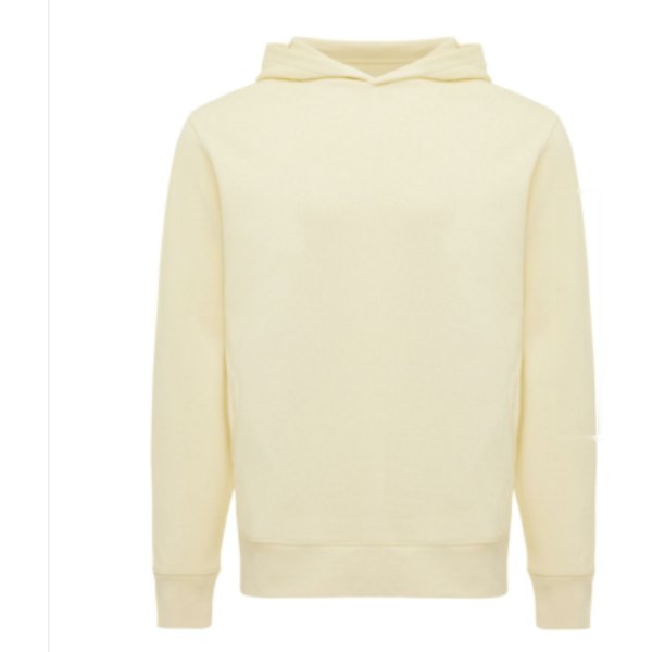 IQONIQ Yengo recycled katoen hoodie met steekzakken — drukvlak mouw links