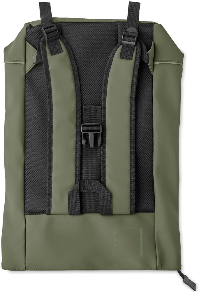 LAPTOSA - Laptop 15" rolltop PU rugzak — drukvlak bovenzijde rechts