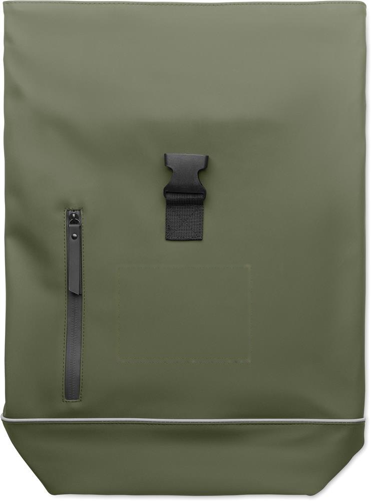 LAPTOSA - Laptop 15" rolltop PU rugzak — drukvlak voorzijde