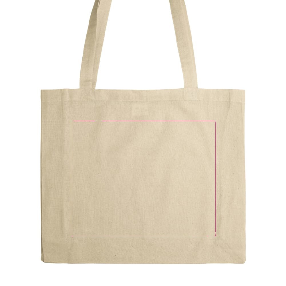 Schoudertas katoen OEKO-TEX® 140g/m² 40x10x35cm — drukvlak midden op de tas