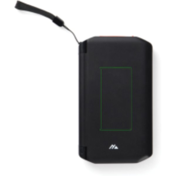 Nordic Drift Titan 10.000mAh solar powerbank met 3 panelen — drukvlak artikel voorzijde