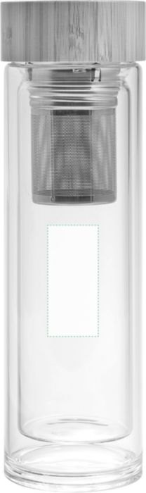 Drinkfles Vicente | Glas | Bamboe deksel | 420 ml — drukvlak achterzijde