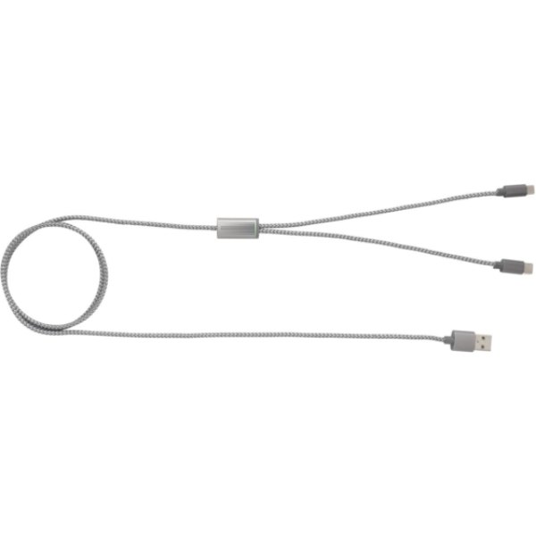 3-in-1 gevlochten nylon kabel — drukvlak artikel achterzijde