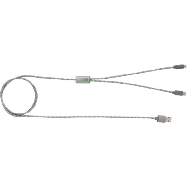 3-in-1 gevlochten nylon kabel — drukvlak artikel voorzijde