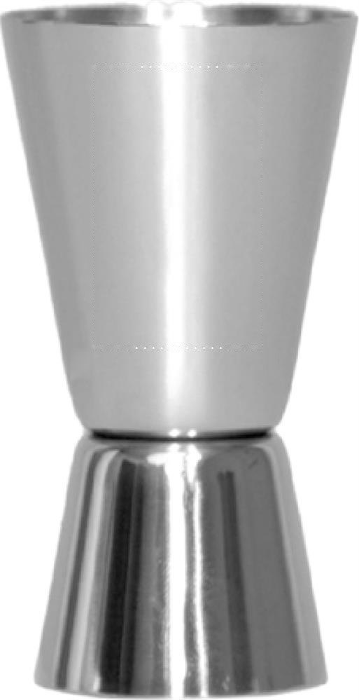 FIZZ - Chroomkleurige cocktailset — drukvlak measuring beker bovenzijde