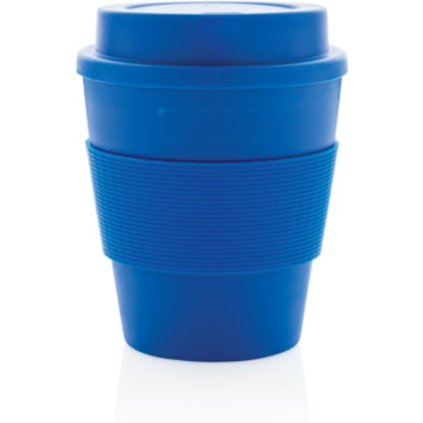Herbruikbare koffiebeker met schroefdop 350ml — drukvlak artikel voorzijde boven